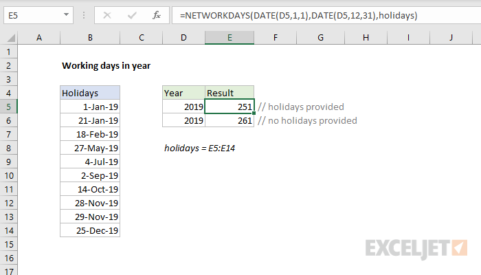 How To Work Out Working Days On Excel